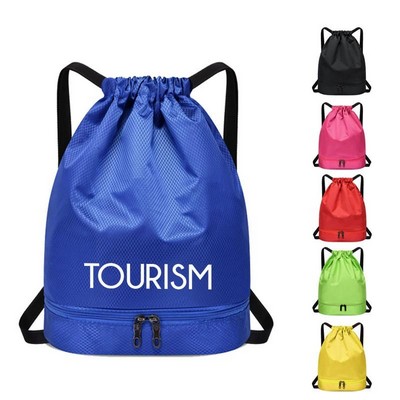 Dry-wet separation drawstring bag