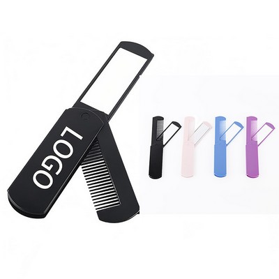 Folding Hair Comb With Mirror