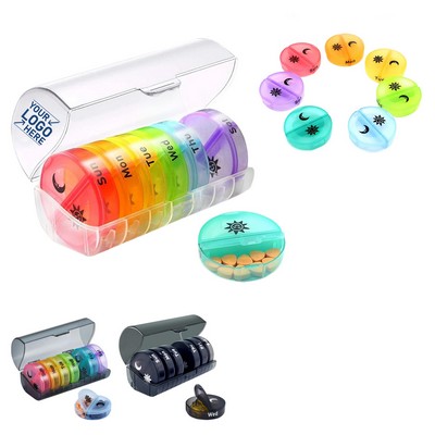 7 Day Round Pill Case With 14 Compartments
