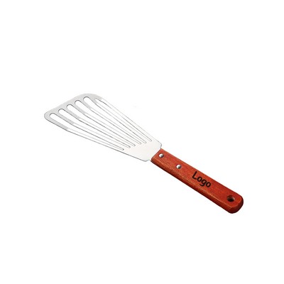 Professional Grade Stainless Steel Fish Spatula with Riveted Hardwood Handle - Slotted Turner