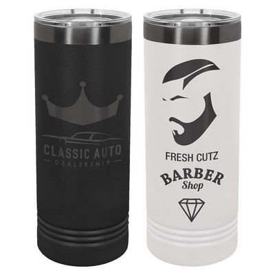 Polar Camel 22oz ION-Plated Ghost Black Skinny Stainless Steel Tumbler w/ Sliding Lid