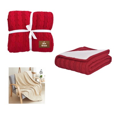 Plush Cable Twists Knitting Blanket