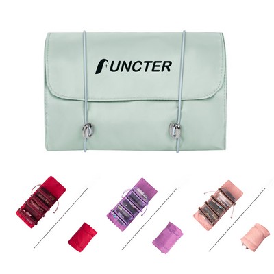 4" 1 Multi-Use Portable Polyester Embroidery Travel Cosmetic Bag With Rope