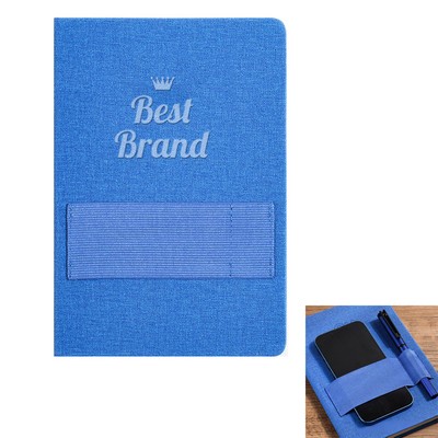 Textured Notebook with Phone & Pen Holder