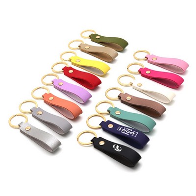 Short PU Leather Wrist Keychain
