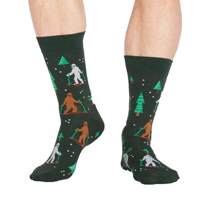 360 Degree Full Color Premium Mid-Calf Crew Socks with black toes