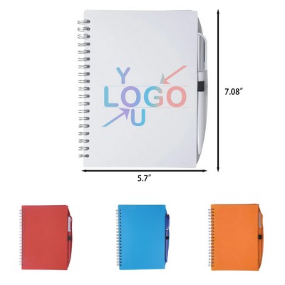 5.75 Inches x 7.125 Inches Compact Spiral Journal with Pen