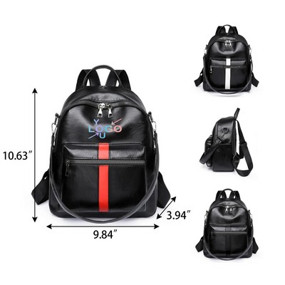 Black Faux Leather Backpack