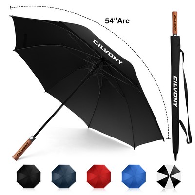 54" Auto Open Umbrella with Wooden Handle