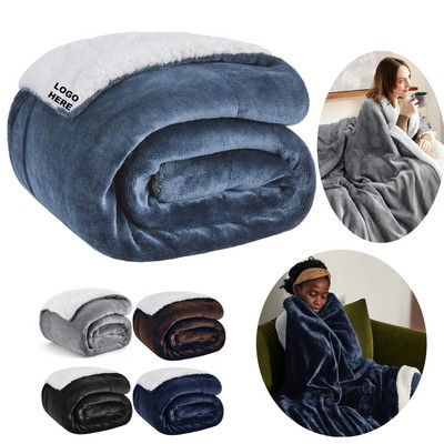 Custom Household Thick and Warm Sherpa Fleece Throw Blanket for Bed, Sofa, Couch, Camping