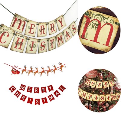 Vintage Merry Christmas Banner Retro Victorian Holiday Decor