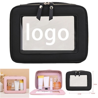 Portable Clear Makeup Organizer Bag with Handle