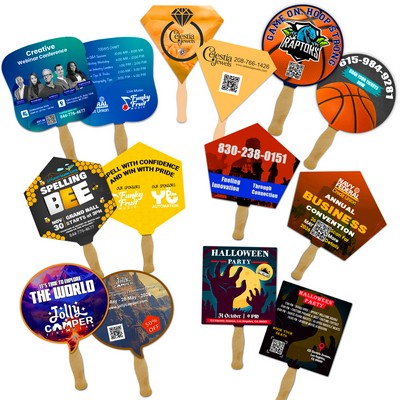 Full Color Stock Sandwich Hand Fans 14 pt - Free Setup
