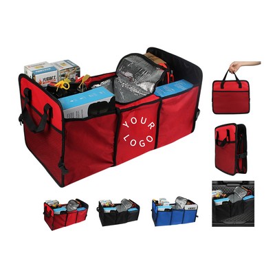 Car Trunk Storage Organizer With Insulated Cooler Compartment
