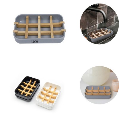 Modern Bamboo Fiber Soap Dish Holder Combo