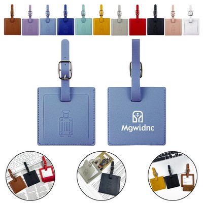 Square Luggage Tag PU Leather with Signature Paper