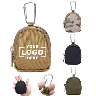Compact Nylon Coin Purse with Carabiner