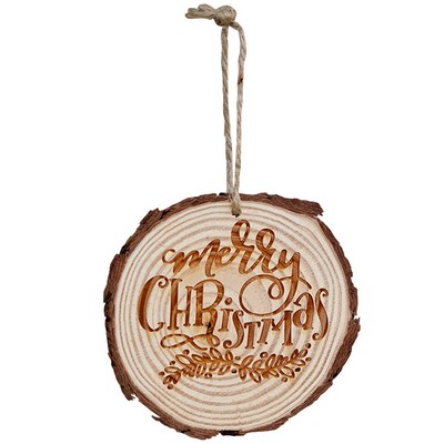 3.5" Rustic Bark Edge Wood Disc Ornament