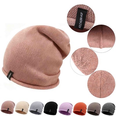 Slouchy Knit Beanie Hat Winter Soft Warm Ladies Laightweight Slouch Knitted Skull Cap