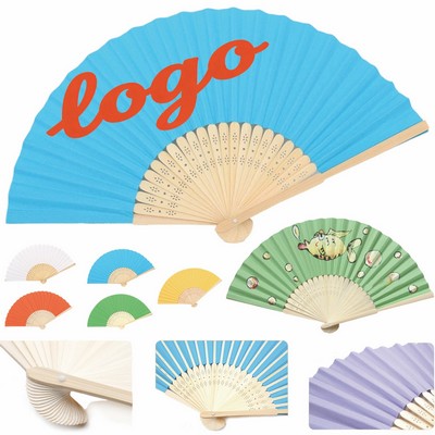 Elegant Paper Fan with Bamboo Ribs