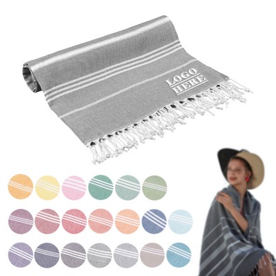 Luxurious Fringed Turkish Beach Towel – Premium Cotton Weave