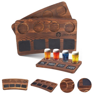 8 Hole Wood Drink Flight Board and Chalkboard Labels