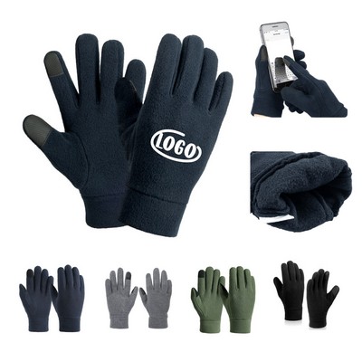 Double-Layer Polar Fleece Thickened Touch Screen Gloves