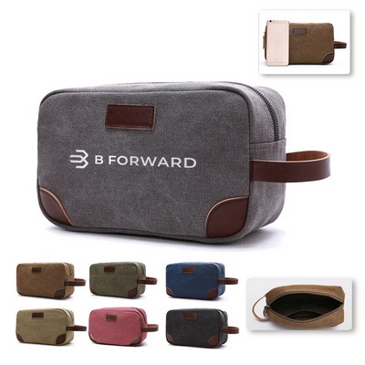 Travel Toiletry Bag for Men Water Resistant Canvas Shaving Bag