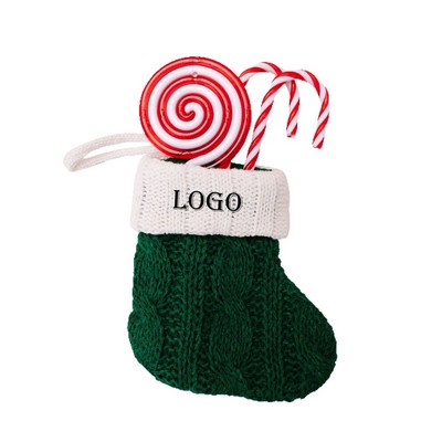 Mini Knitted Holiday Stockings Decor