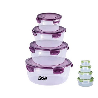 4Pcs Portable Plastic Food Containers with Lids