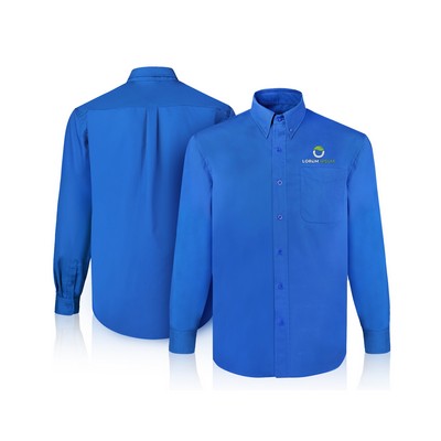 Men's Woven Button Down Long Sleeve Twill Shirt