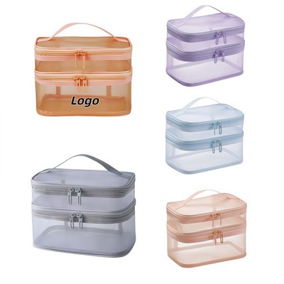 Large Capacity Mesh Cosmetic Toiletry Organizer Travel Pouch