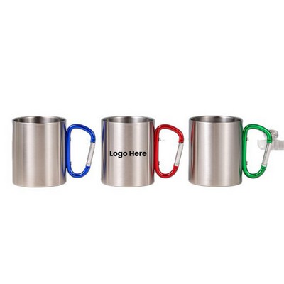 7Oz Stainless Steel Cups Outdoor Carabiner Mug