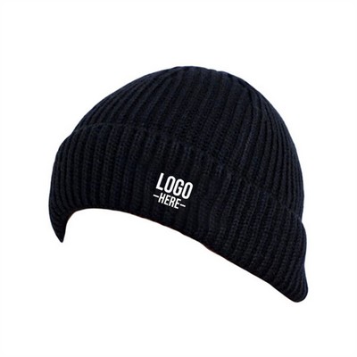 Knit Cuff Short Fisherman Beanie Hat