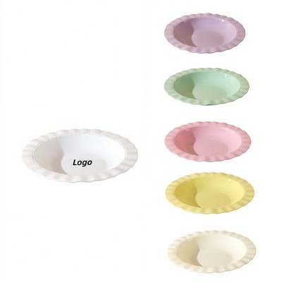 Cream Lace Edge Deep Dinner PlatePorcelain-lookWestern Style Pasta Steak Dessert Dish