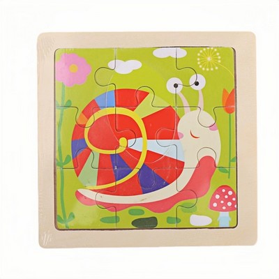 9 Piece Wooden Puzzle Set for Toddlers Ages 3 to 6 Early Learning Fun