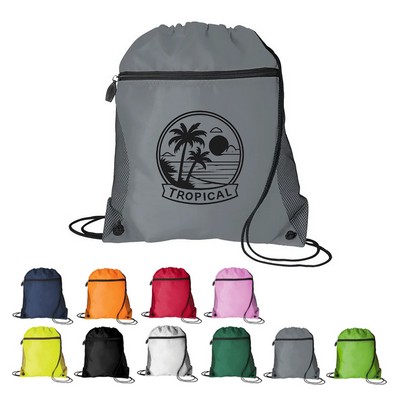 Drawstring Backpack With Mesh Pocket