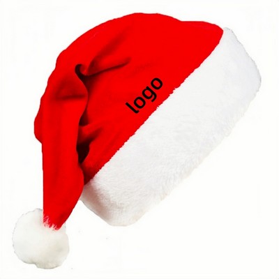 2025 Velvet Santa Hat for Adults Luxe Gold Lining Christmas Party Decoration