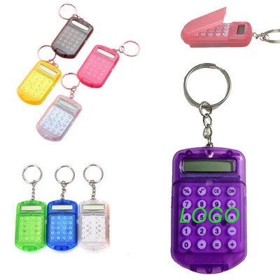 Mini Transparent Flip Calculator Keychain Portable Math Tool