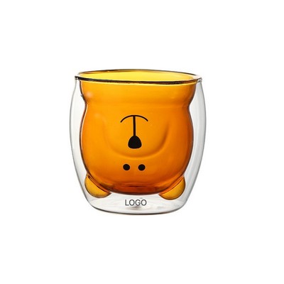 Ins Style Cartoon Bear High Borosilicate Glass Coffee Mug Milk Juice Gift