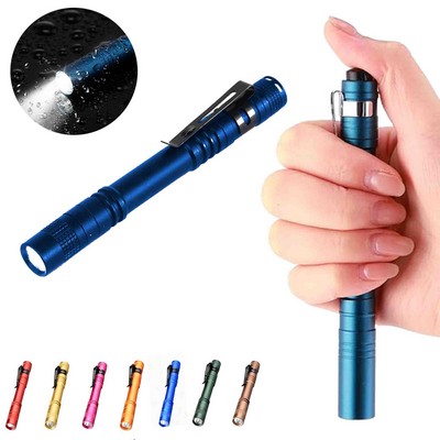 Small Mini Flashlight Pocket Light Penlight With Clip Compact Torch