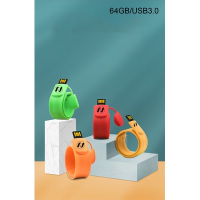 Slap Bracelet Silicone Wristband USB Flash Drive Bracelet 64 GB