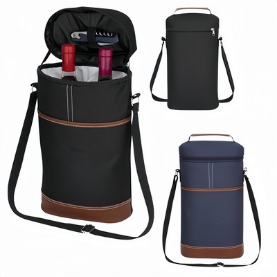 2 Bottle Leakproof Insulated Wine Tote Carrier Bag