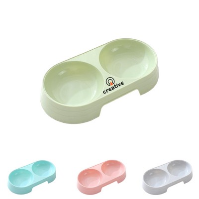 Round Pet Feeding Double Bowl