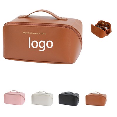 Large Capacity Leather Makeup Bag
