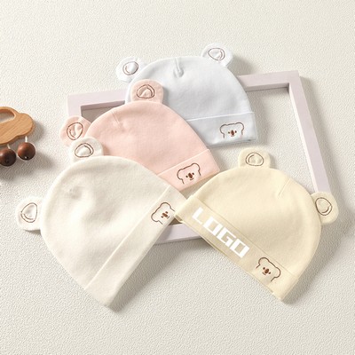 Infant Bear Ears Beanie, Soft Cotton Hat for Newborns 0-6 Months