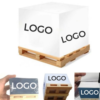 3" Full Color Custom Paper Note Cube Wood Pallet Sticky Notes