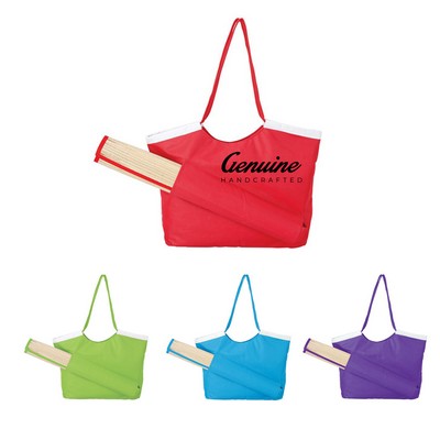Beach Tote Bag with Straw Mat