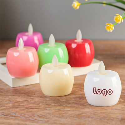 Compact Apple-Shaped LED Candle with Flat Edge