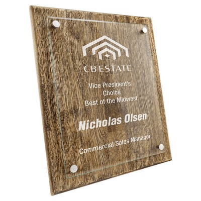 Barnwood Floating Glass Plaque
